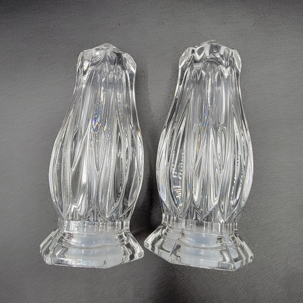 Salt & Pepper Vtg Shakers Mikasa Crystal Icicles Pattern Discontinued 4 3/8" - Picture 6 of 6